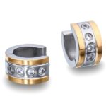 Uhani z pozlato in belimi kamni 23441